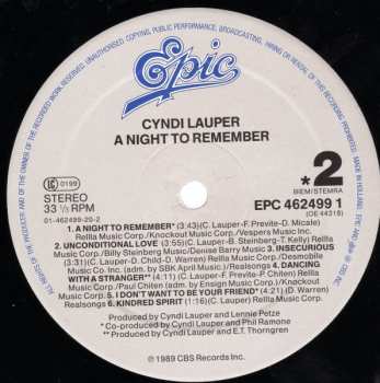 LP Cyndi Lauper: A Night To Remember