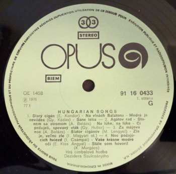 LP Dezider Szulcsányi And His Gipsy Band: Hungarian Songs