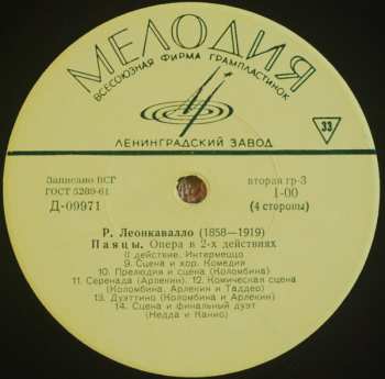 2LP Ruggiero Leoncavallo: Паяцы / Арии Из Опер (2xLP + BOX)