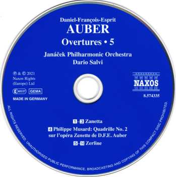 CD Daniel-Francois-Esprit Auber: Overtures, Vol. 5 - Zanetta / Zerline