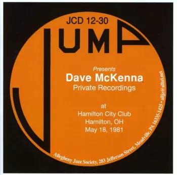 Dave McKenna: Jump Presents Dave McKenna Private Recordings