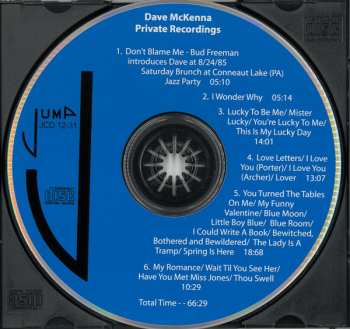 CD Dave McKenna: Jump Presents Dave McKenna Private Recordings At Keyboard Lounge