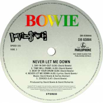 LP David Bowie: Never Let Me Down