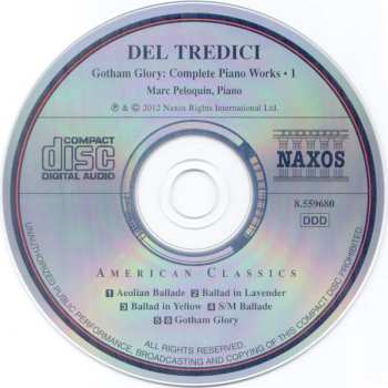 CD David Del Tredici: Gotham Glory (Complete Piano Works • 1)