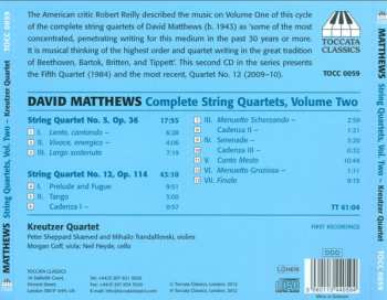 CD David Matthews: Complete String Quartets - Volume Two