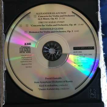 CD David Oistrach: Glazunov / Kabelevsky - Oistrakh
