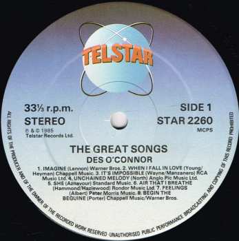 LP Des O'Connor: The Great Songs (16 Classic Tracks)