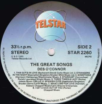 LP Des O'Connor: The Great Songs (16 Classic Tracks)