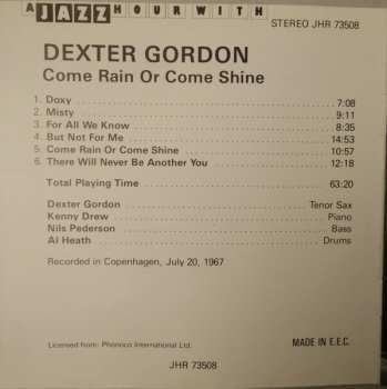 CD Dexter Gordon: Come Rain Or Come Shine