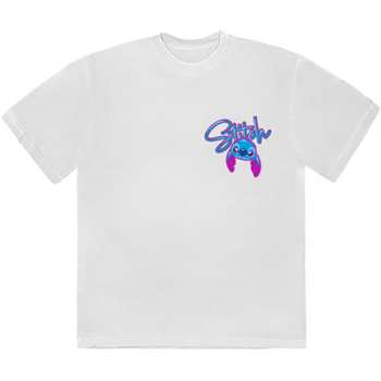 Merch Disney: Disney Unisex T-shirt: Stitch Spray Paint (white) (back Print) (small) S