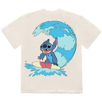 Merch Disney: Disney Unisex T-shirt: Stitch Surf (natural) (back Print) (small) S