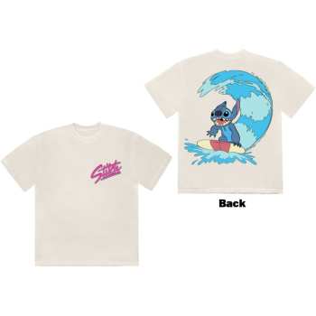 Merch Disney: Disney Unisex T-shirt: Stitch Surf (natural) (back Print) (small) S