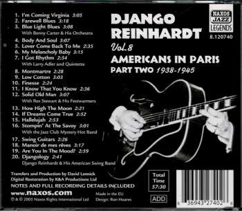 CD Django Reinhardt: Americans In Paris Part Two, Vol. 8 1938 - 1945 (Classic Recordings)