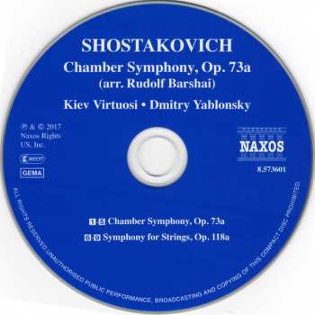 CD Dmitri Shostakovich: Chamber Symphony, Op. 73a
