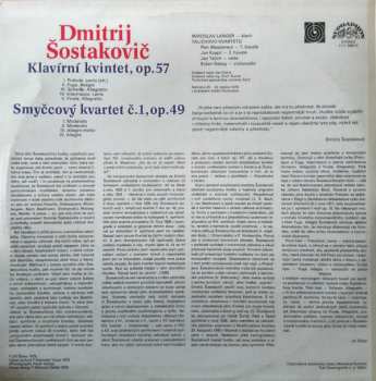 LP Dmitri Shostakovich: Klavírní Kvintet, Op. 57 / Smyčcový Kvartet Č. 1, Op. 49