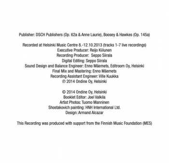 CD Dmitri Shostakovich: Six Romances On Verses By English Poets / Scottish Ballad / Suite On Poems By Michelangelo