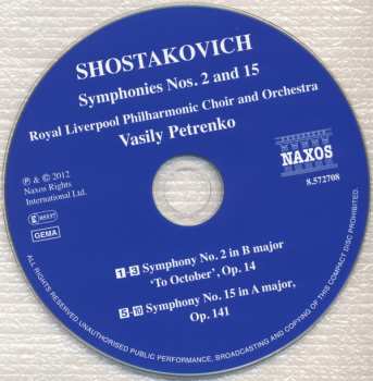 CD Dmitri Shostakovich: Symphony No. 2 'To October' / Symphony No. 15
