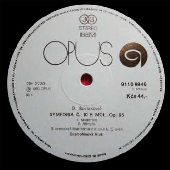 LP Dmitri Shostakovich: Symphony No.10 In E Minor,Op.93