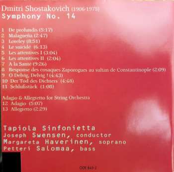 CD Dmitri Shostakovich: Symphony No. 14