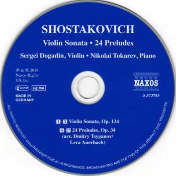 CD Dmitri Shostakovich: Violin Sonata; 24 Preludes