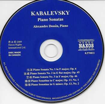 CD Dmitry Kabalevsky: Piano Sonatas (Complete)