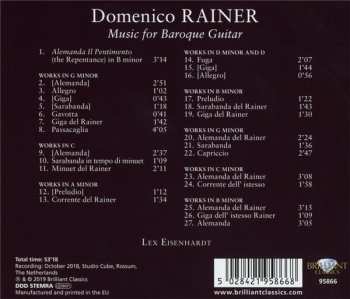 CD Domenico Rainer: Music For Baroque Guitar
