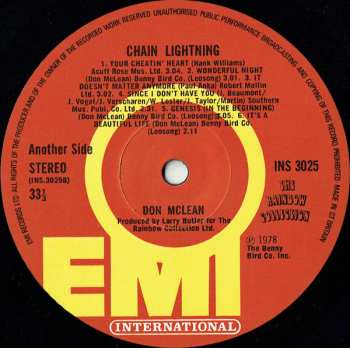 LP Don McLean: Chain Lightning