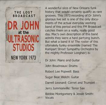 CD Dr. John: The Lost Broadcast: Dr John At The Ultrasonic Studios, New York 1973