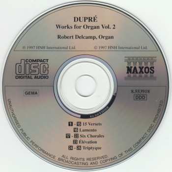 CD Marcel Dupré: Works For Organ Vol.  2