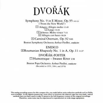 CD Antonín Dvořák: Symphony No 9 "From The New World", Carnival Overture · Humoresque, ENESCO: Roumanian Rhapsody No. 1