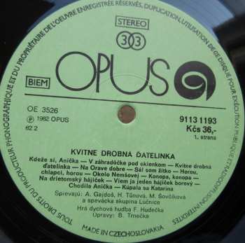 LP Dychová Hudba Františka Hudečka: Kvitne Drobná Ďatelinka