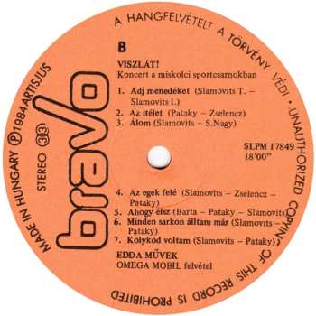 LP Edda Művek: Viszlát!