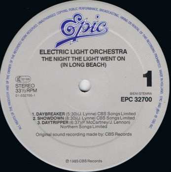 LP Electric Light Orchestra: The Night The Light Went On (In Long Beach)