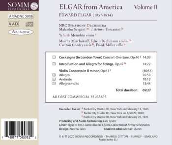 CD Sir Edward Elgar: Elgar From America, Volume II