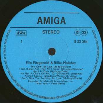 LP Ella Fitzgerald: Ella Fitzgerald Und Billie Holiday