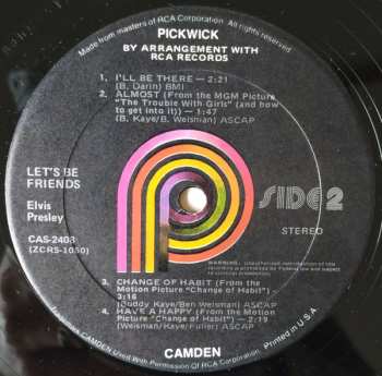 LP Elvis Presley: Let's Be Friends