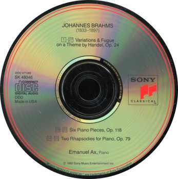 CD Johannes Brahms: Handel Variations