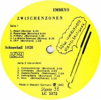 2LP Embryo: La Blama Sparozzi
