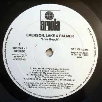 LP Emerson, Lake & Palmer: Love Beach