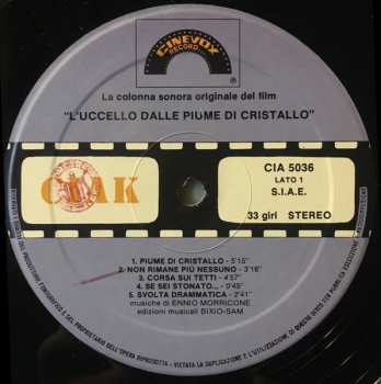 LP Ennio Morricone: L'Uccello Dalle Piume Di Cristallo (Colonna Sonora Originale Del Film)