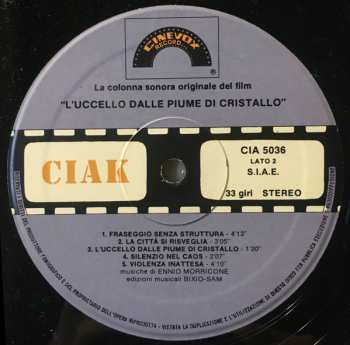 LP Ennio Morricone: L'Uccello Dalle Piume Di Cristallo (Colonna Sonora Originale Del Film)