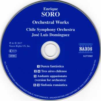 CD Enrique Soro: Sinfonía Romántica - Danza Fantástica - Tres Aires Chilenos - Andante Appassionato