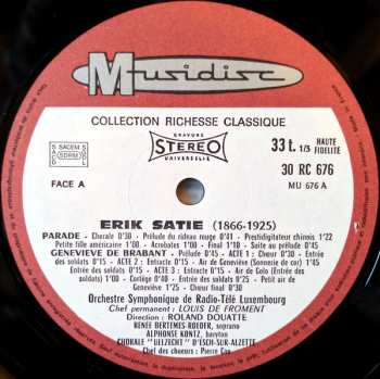 LP Erik Satie: Parade / Geneviève De Brabant / Relâche