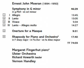 CD Vernon Handley: Symphony In G Minor • Rhapsody For Piano And Orchestra • Overture For A Masque