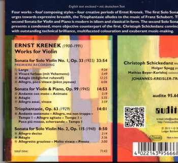 CD Ernst Krenek: Works For Violin: Sonatas ∙ Triophantasie