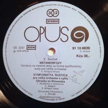 LP Slovak Philharmonic Orchestra: Metamorfózy / Symfonietta Rustica