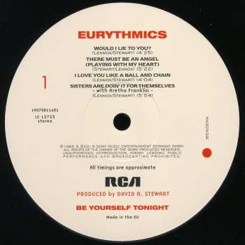 LP Eurythmics: Be Yourself Tonight