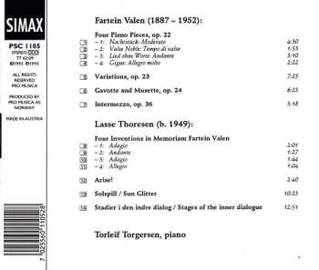 CD Fartein Valen: Fartein Valen; Lasse Thoresen; Torleif Torgersen, Piano