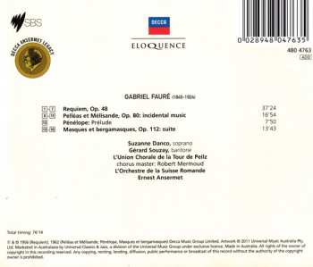 CD Gabriel Fauré: Requiem / Pelléas Et Melisande / Masques Et Bergamasques