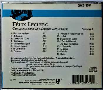 CD FÉlix Leclerc: Chansons Dans La Mémoire Longtemps, Volume 1 